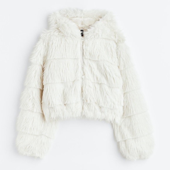 H&M Fur Hooded Fluffy Jacket - Picture 1 of 3